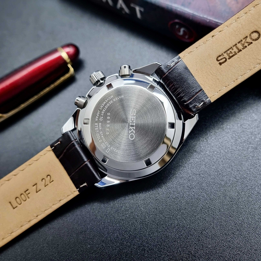 Đồng Hồ Nam Seiko SSB385P1 Pin Chronograp dây da Xanh Lá