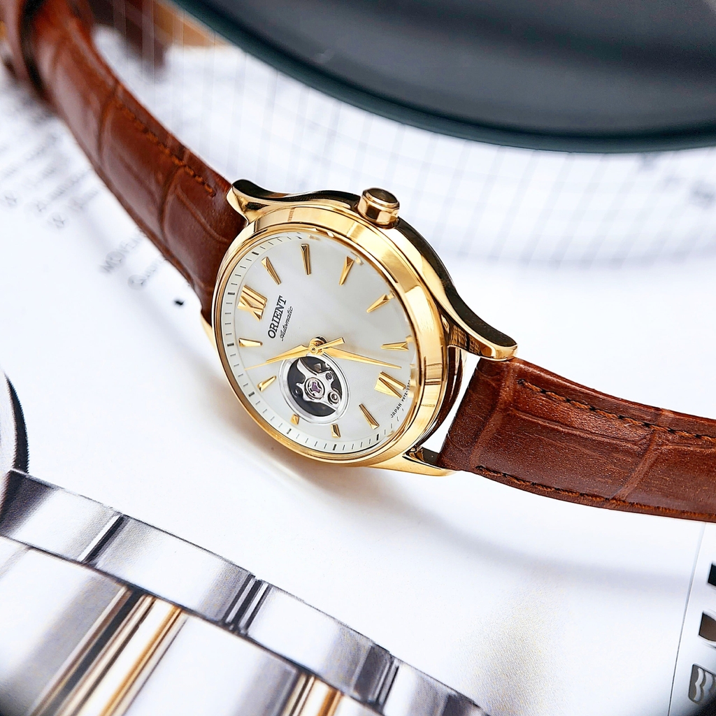 Đồng Hồ Nữ Automatic Orient Open Heart RA-AG0024S00C Dây Da
