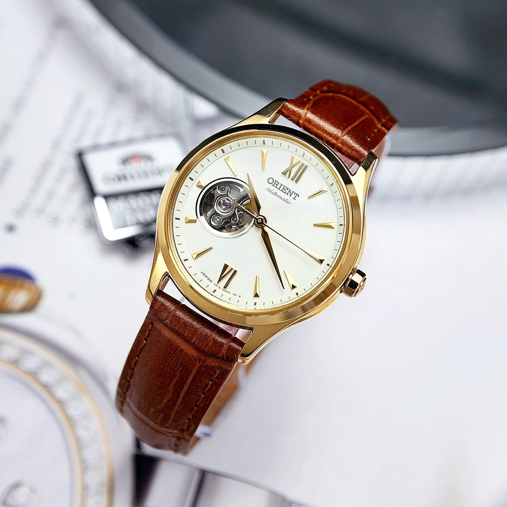 Đồng Hồ Nữ Automatic Orient Open Heart RA-AG0024S00C Dây Da