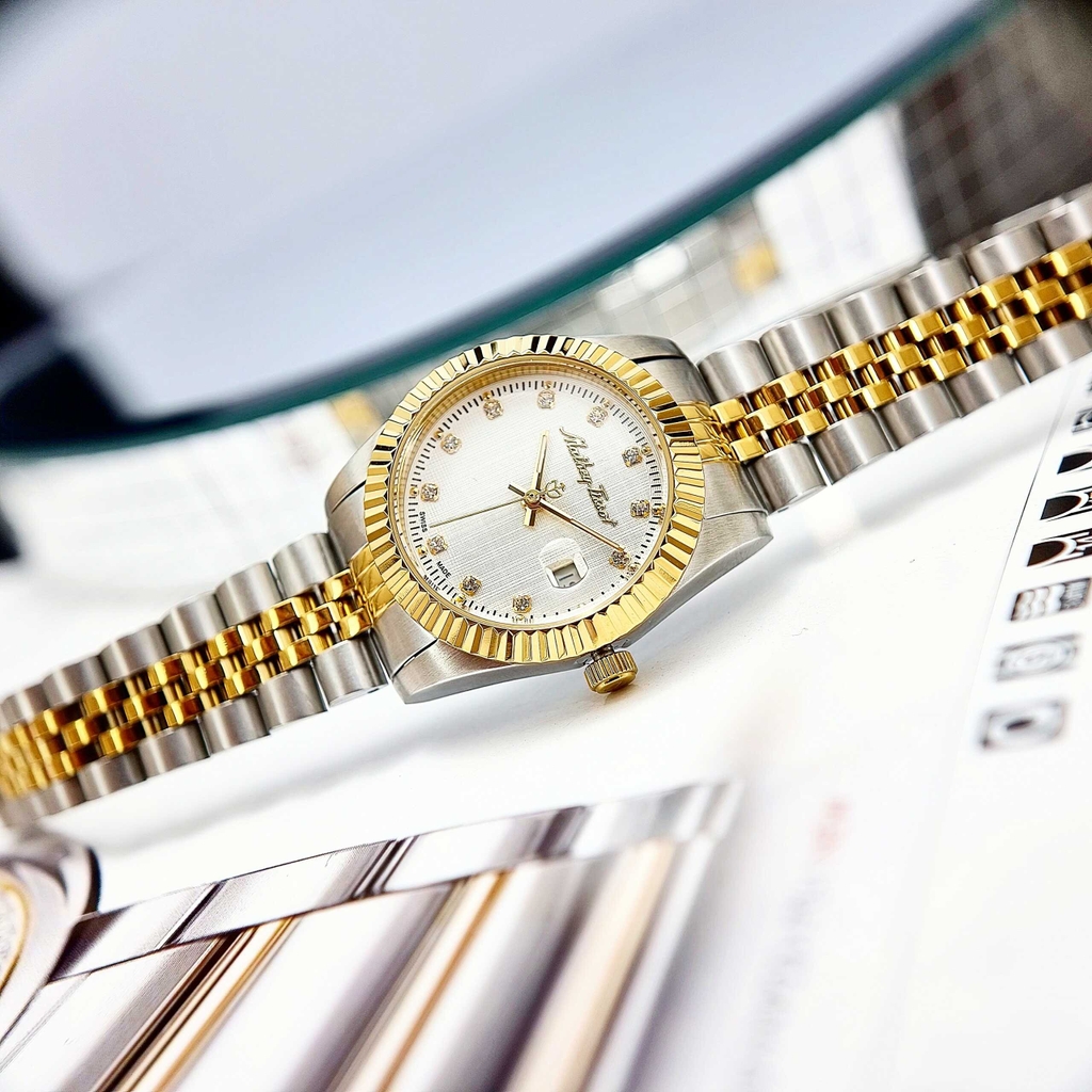 Đồng hồ Nữ Mathey Tissot D810BI Quartz Dây Sắt Demi Gold