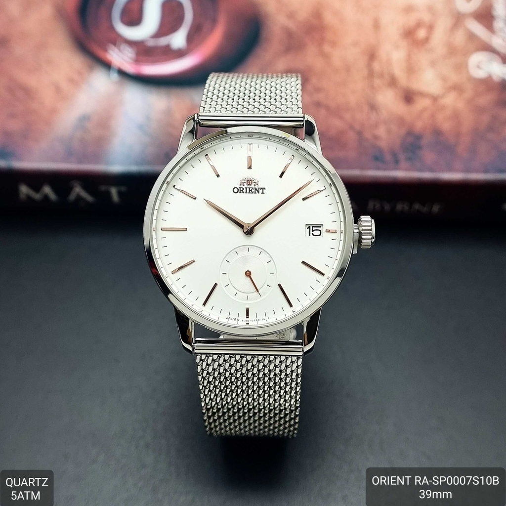 Đồng Hồ Nam Orient Quartz RA-SP0007S00C Dây Sắt Lưới Mặt Trắng