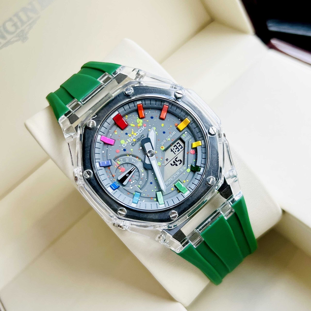 Đồng Hồ Nam Casio Quartz Gsock GA-2100 Custom  Dây Nhựa Full Màu Sport
