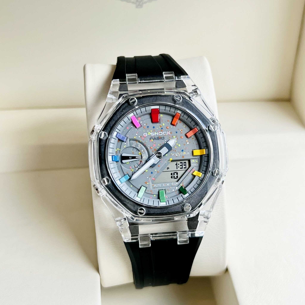 Đồng Hồ Nam Casio Quartz Gsock GA-2100 Custom  Dây Nhựa Full Màu Sport