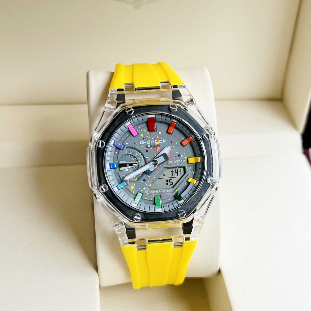 Đồng Hồ Nam Casio Quartz Gsock GA-2100 Custom  Dây Nhựa Full Màu Sport