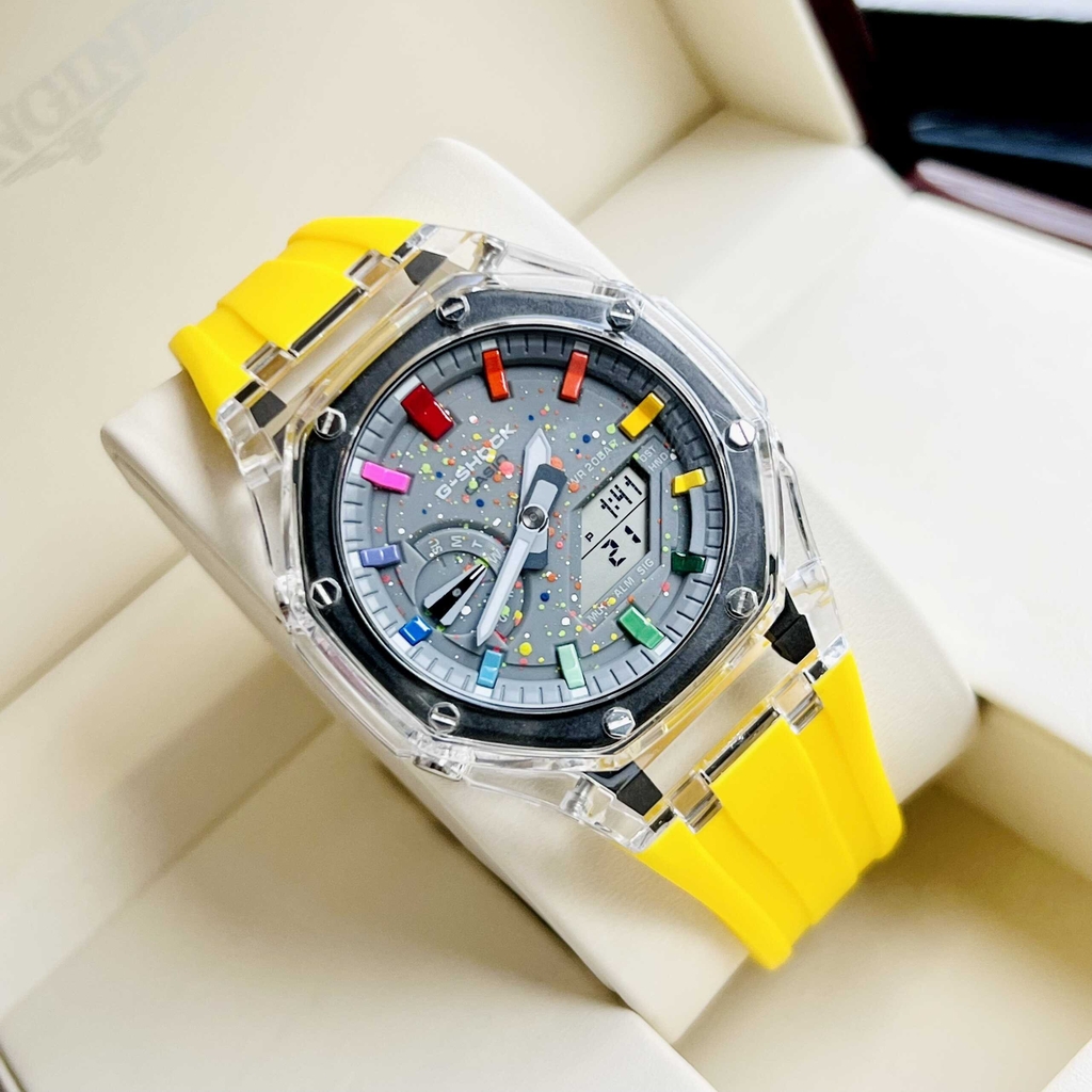 Đồng Hồ Nam Casio Quartz Gsock GA-2100 Custom  Dây Nhựa Full Màu Sport