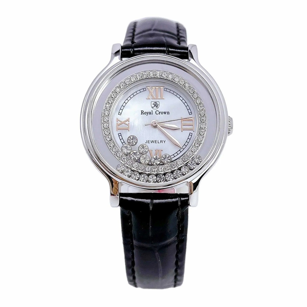 Đồng Hồ Nữ Royal Crown Quartz 3638 Da Đen