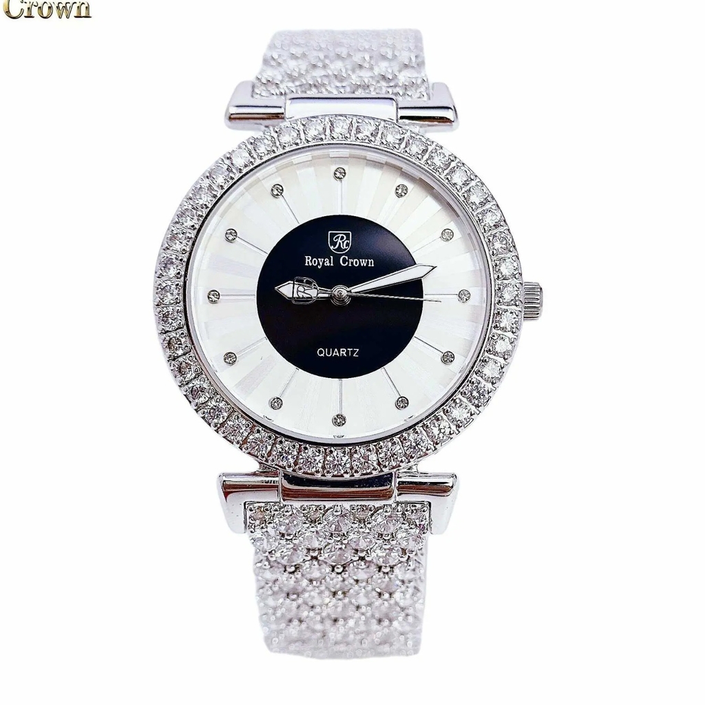Đồng Hồ Nữ Royal Crown 4611P Dây Sắt Đính Full Đá