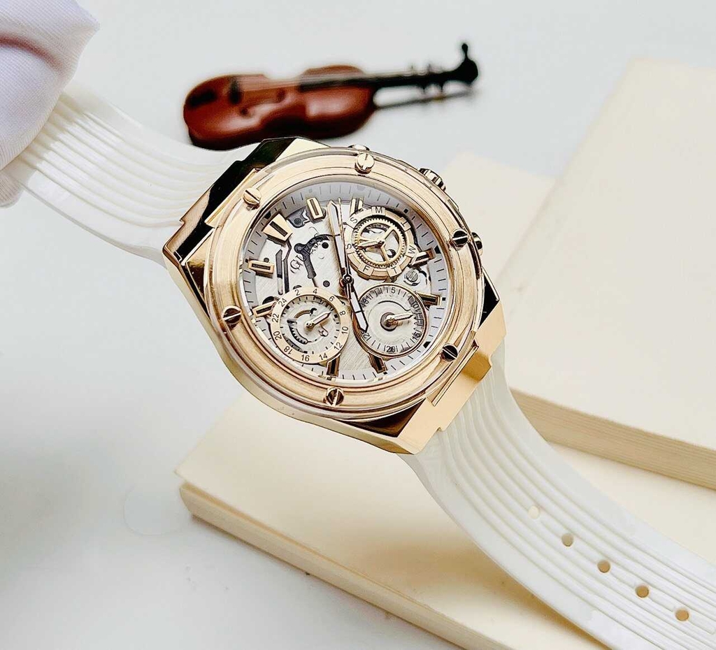 Đồng Hồ Unisex Guess Quartz GW0409L2 Dây Casu Gold