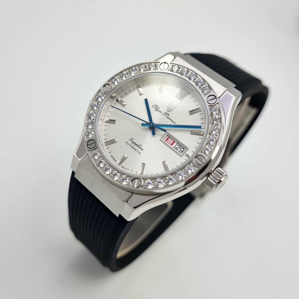 Đồng Hồ Nam Olym Pianus Automatic OP990-45ADGS-GL-T  Dây Casu Đen Mặt Trắng Sapphire