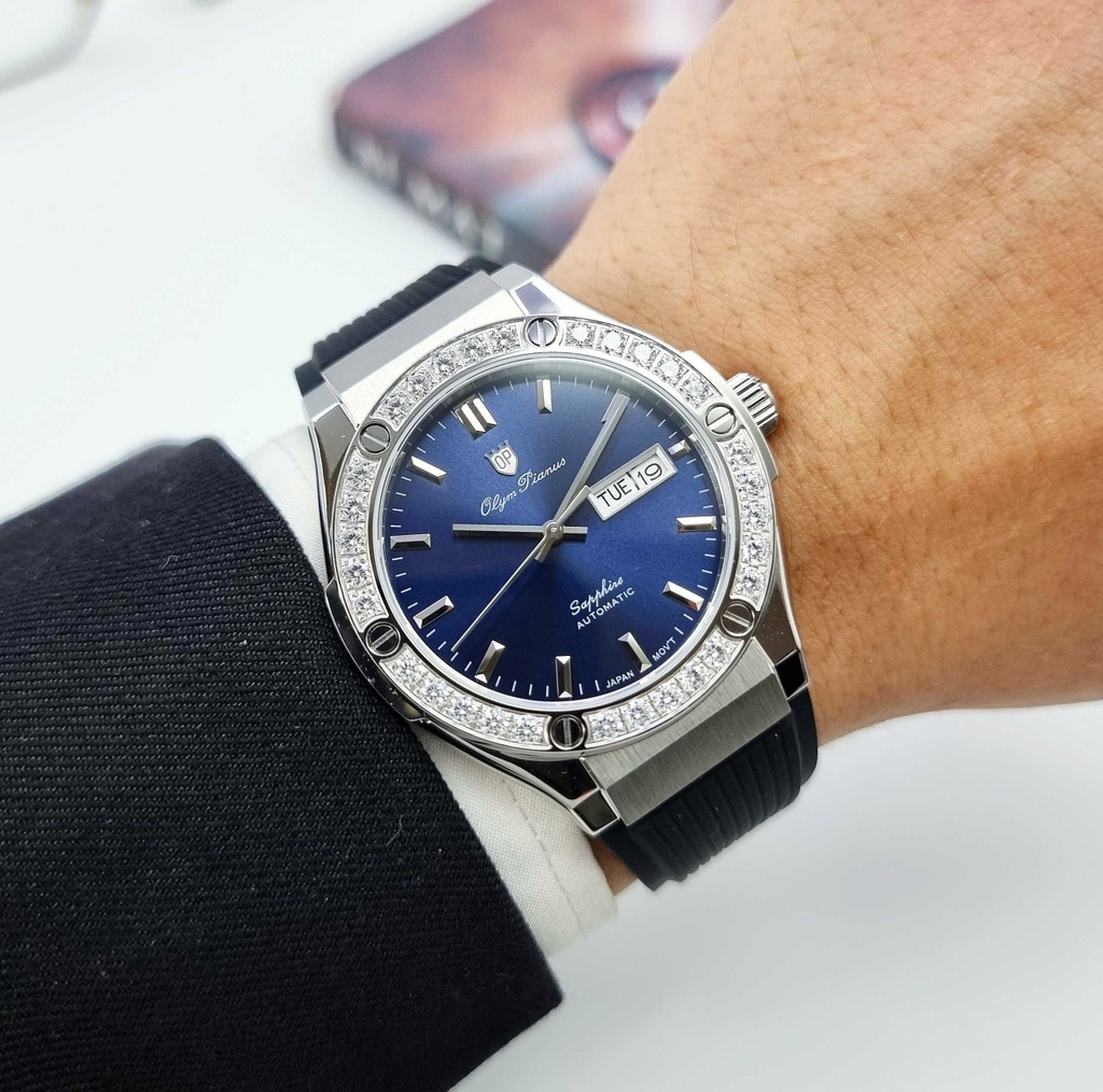Đồng Hồ Nam Olym Pianus Automatic OP990-45ADGS-GL-X Dây Casu Đen Mặt Xanh Dương