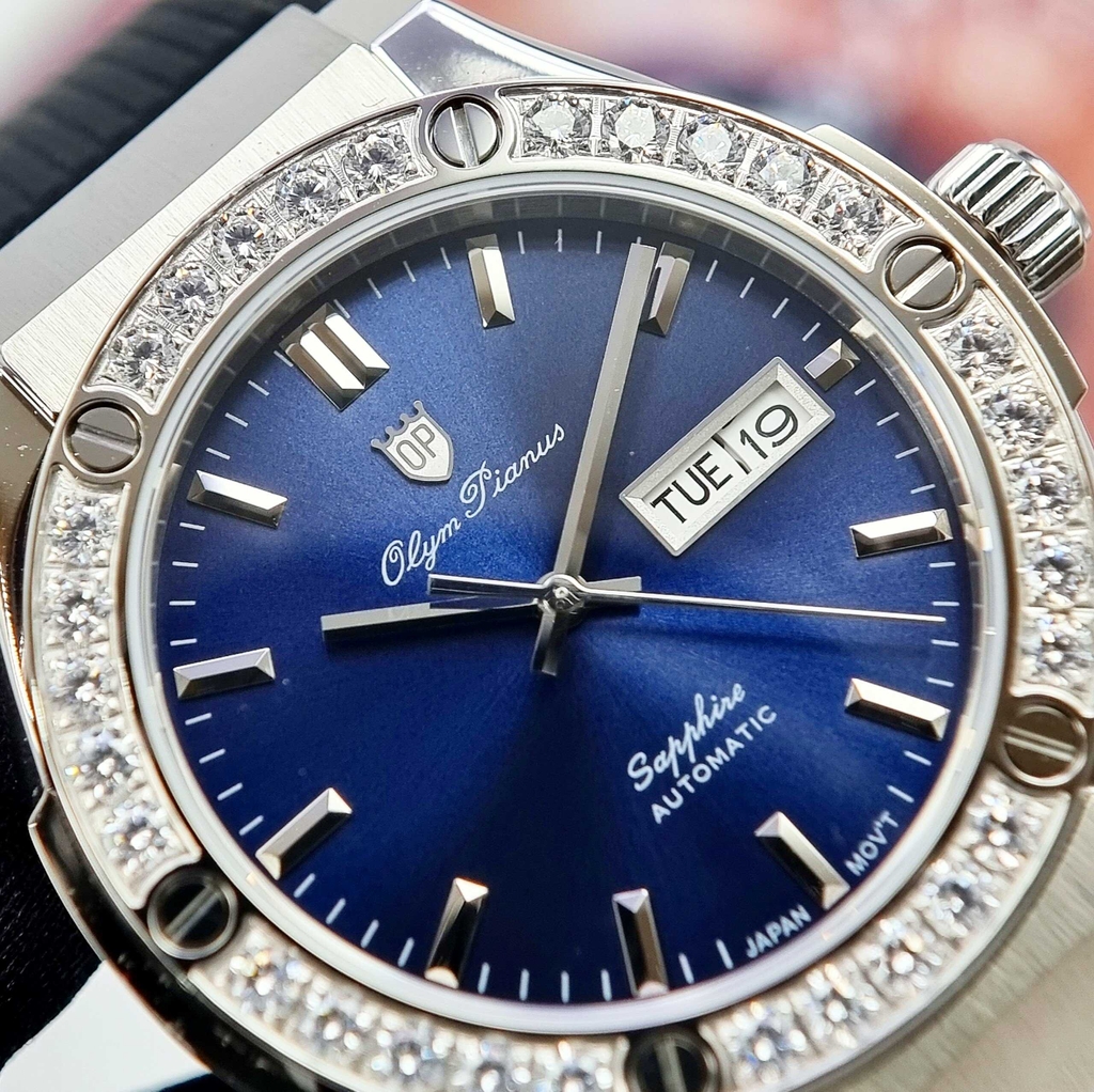 Đồng Hồ Nam Olym Pianus Automatic OP990-45ADGS-GL-X Dây Casu Đen Mặt Xanh Dương
