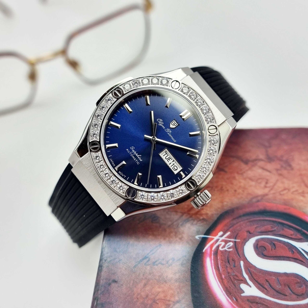 Đồng Hồ Nam Olym Pianus Automatic OP990-45ADGS-GL-X Dây Casu Đen Mặt Xanh Dương