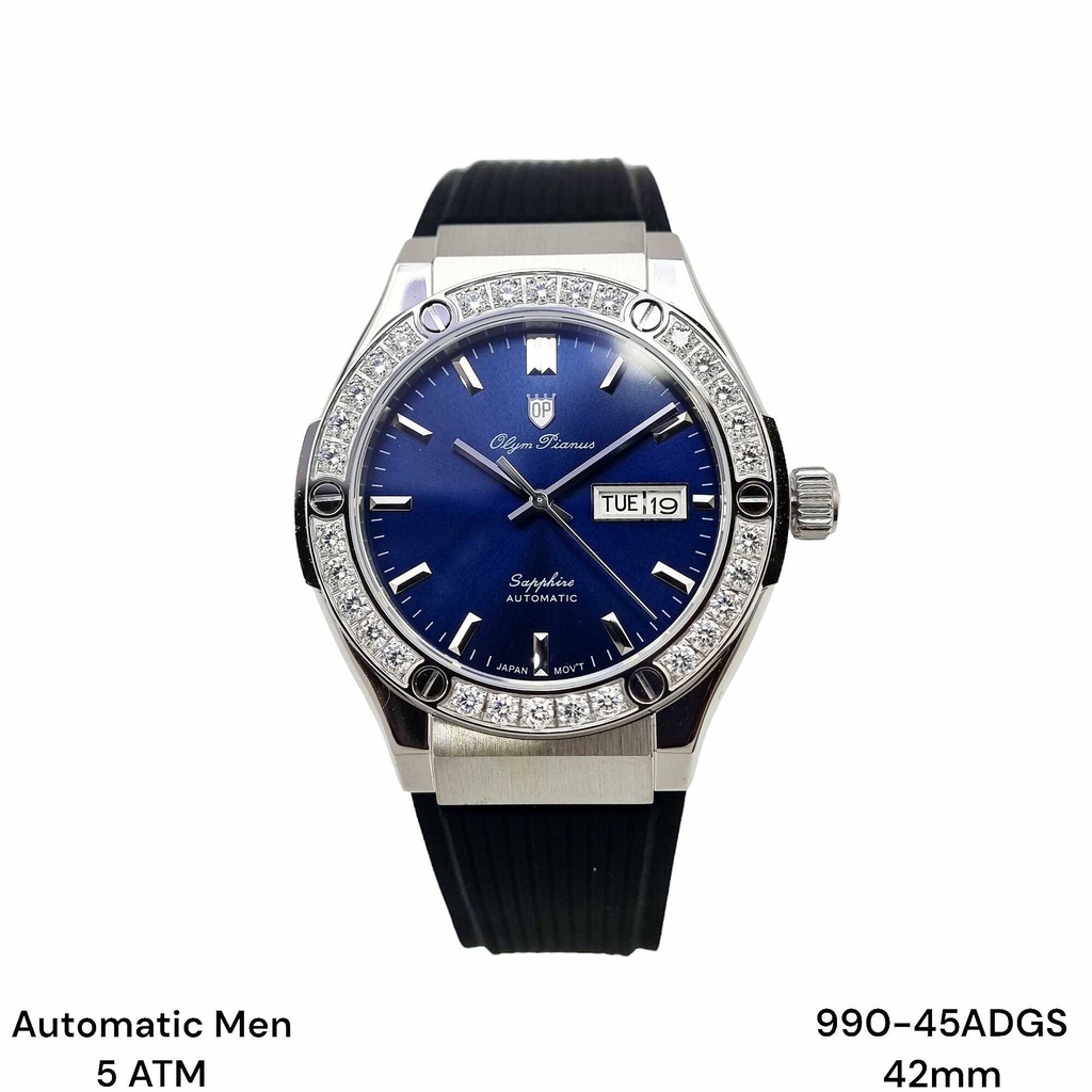 Đồng Hồ Nam Olym Pianus Automatic OP990-45ADGS-GL-X Dây Casu Đen Mặt Xanh Dương