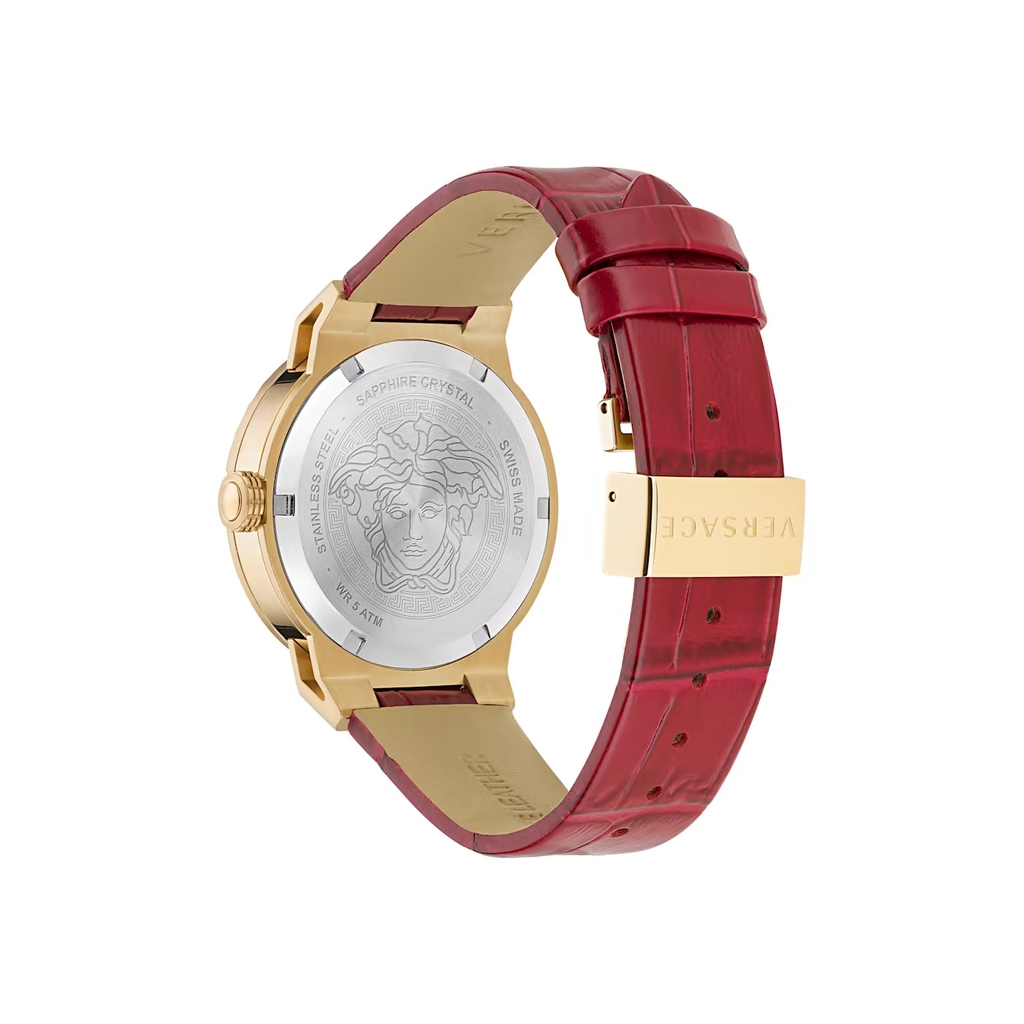 Đồng Hồ Unisex Versus By Versace Quartz VE3F00722 Dây Da Vỏ Vàng Mặt Đỏ