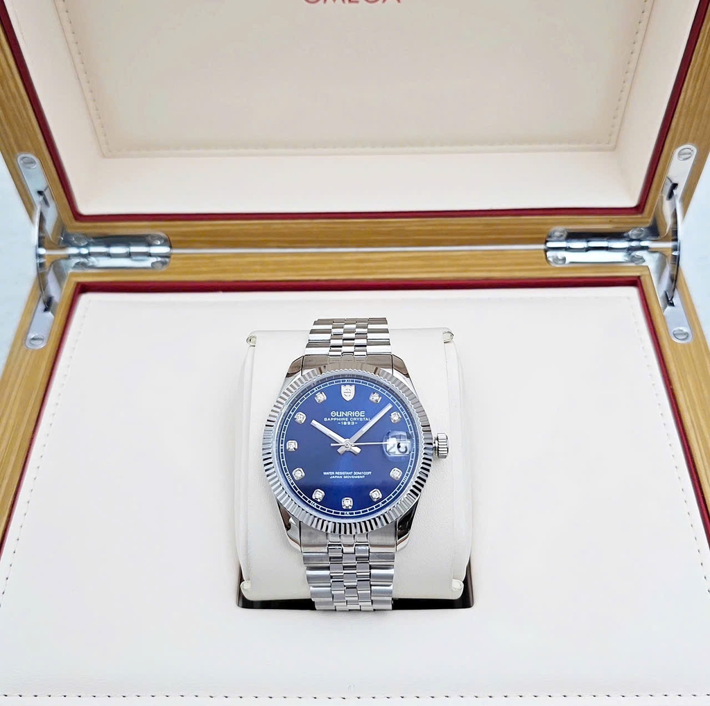 Đồng Hồ Cặp Sunrise Quartz 1255SA 2255SA Thép Trắng Blue ( Giá 1 Chiếc )