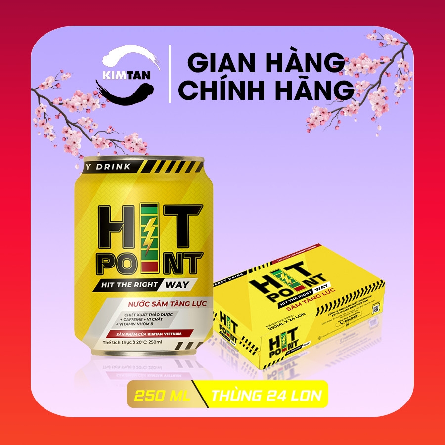 NƯỚC SÂM TĂNG LỰC HITPOINT - THÙNG 24 LON - 250ML