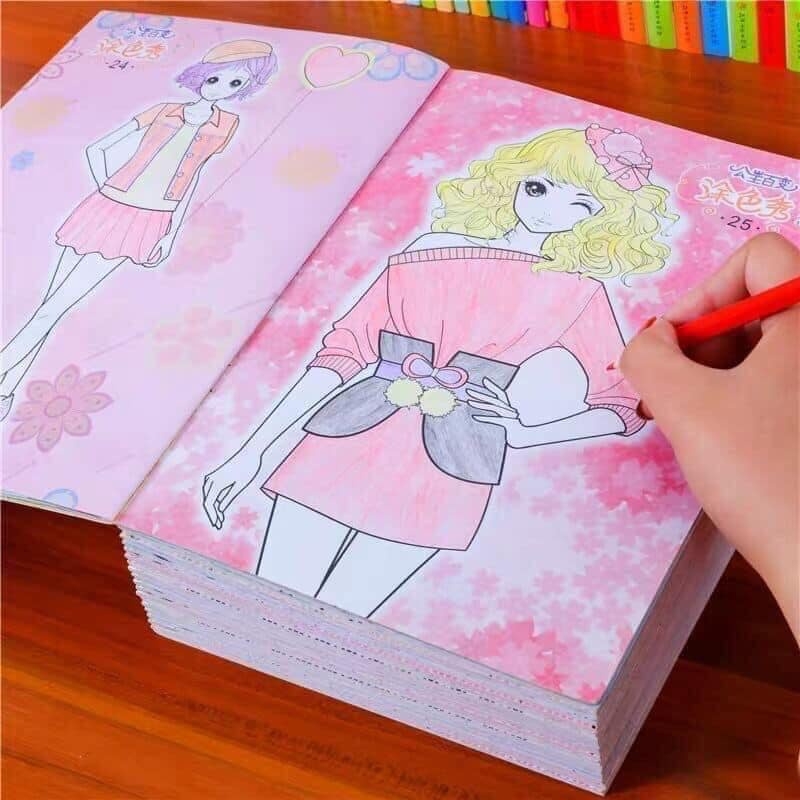 Bộ 6 Tô màu sáng tạo cho bé hình oto công chúa  + tặng kèm hộp bút màu