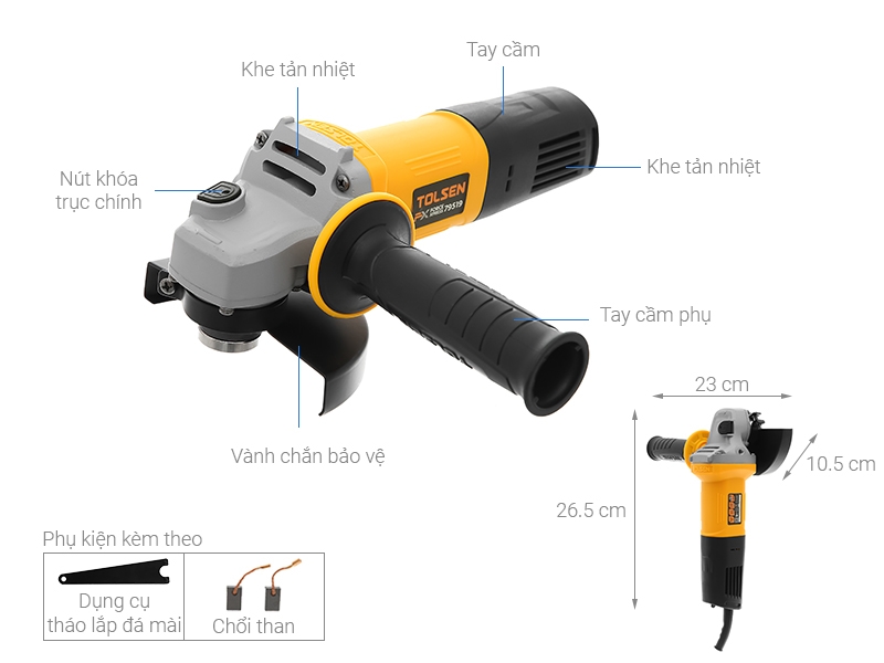 MÁY MÀI 100MM ( CÔNG NGHIỆP) 760W TOLSEN - 79542 Tolsen