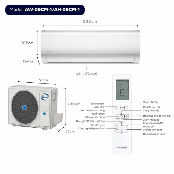 Máy lạnh Airwell AW-12CM-1/AH-12CM-1