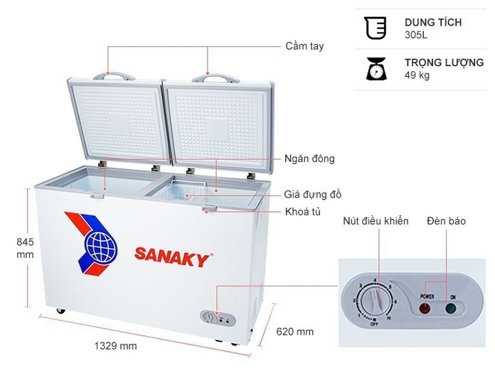 Tủ Đông Sanaky VH-405A2 400 Lít /305 Lít  - Giá tại kho