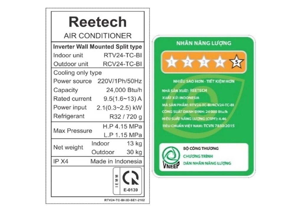 Máy lạnh Reetech Inverter 2.5 HP RTV24-TC-BI