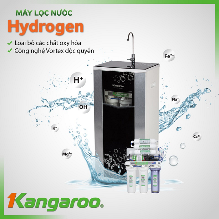 Máy lọc nước Hydrogen Kangaroo KG100HA (VTU ĐEN ) 9 lõi