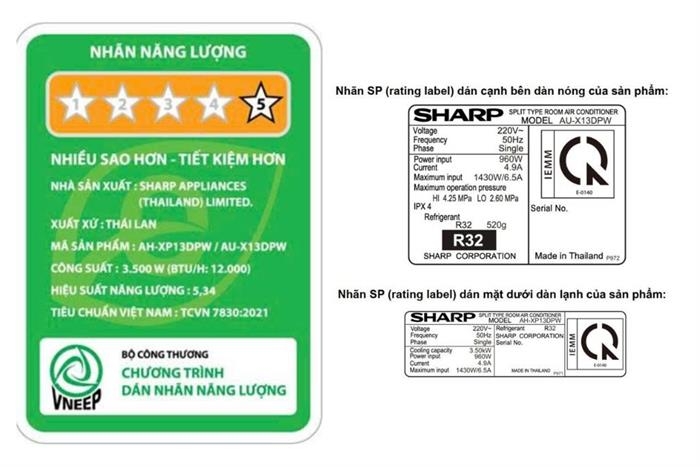 Máy lạnh Sharp Airest Inverter 1.5 HP AH-XP13DPW Mẫu mới cao cấp