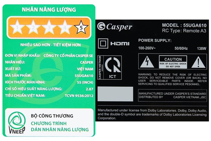 Smart Tivi Casper A Series 4K 55 inch 55UGA610