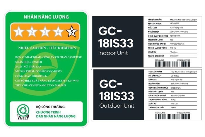 Máy lạnh Casper Inverter 2 HP GC-18IS33