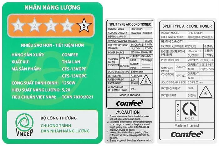 Máy lạnh Comfee 1.5 HP Inverter CFS-13VGPF  (Mode mới )