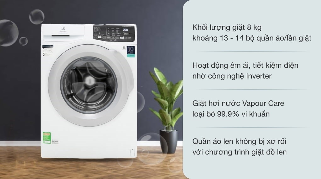 Máy giặt Electrolux Inverter 8 kg EWF8025CQWA    GIÁ TẠI KHO