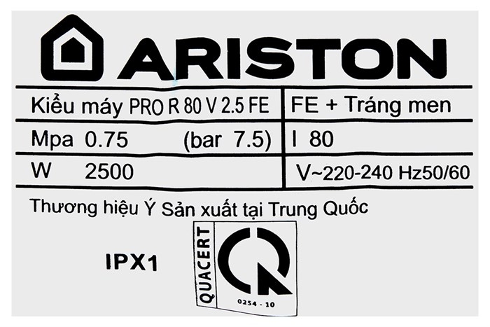 Máy nước nóng gián tiếp Ariston 80 lít PRO R 80 V 2.5 FE