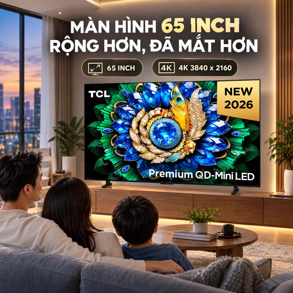Google Tivi QD-Mini LED TCL 4K 65 inch 65A400M Mẫu mới