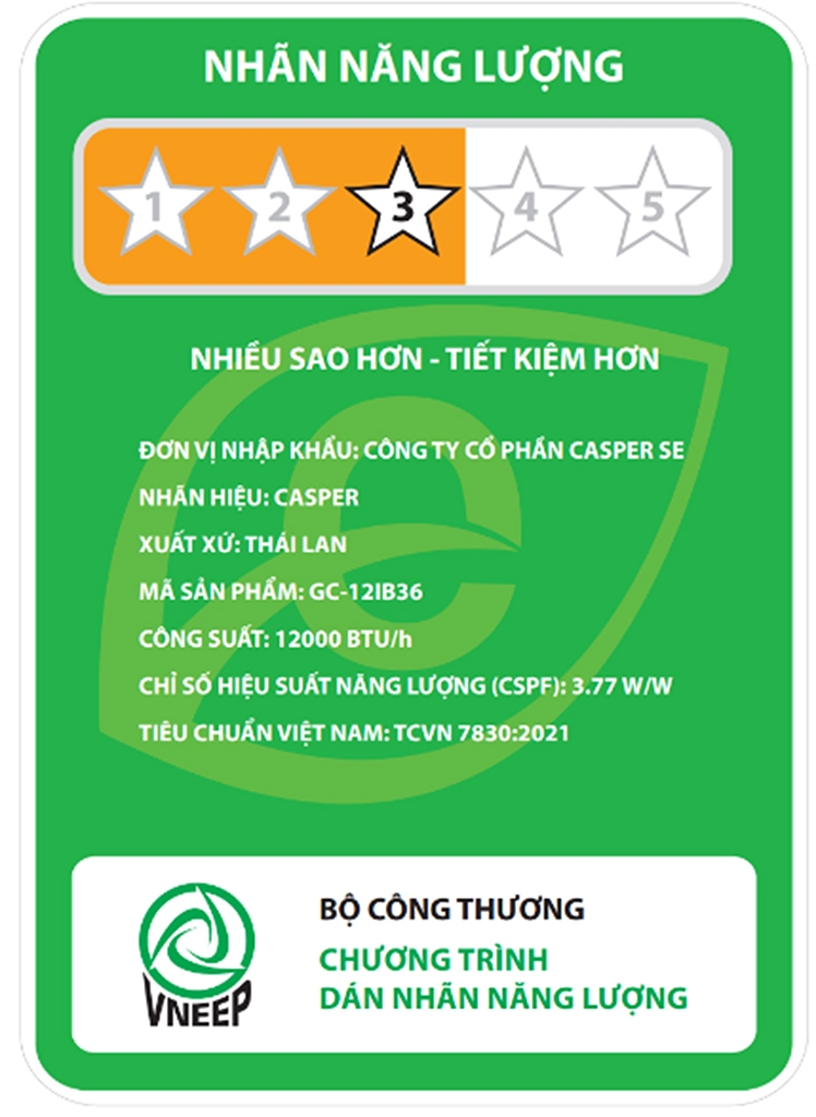 Máy lạnh Casper Inverter 1.5 HP GC-12IB36 Mẫu mới