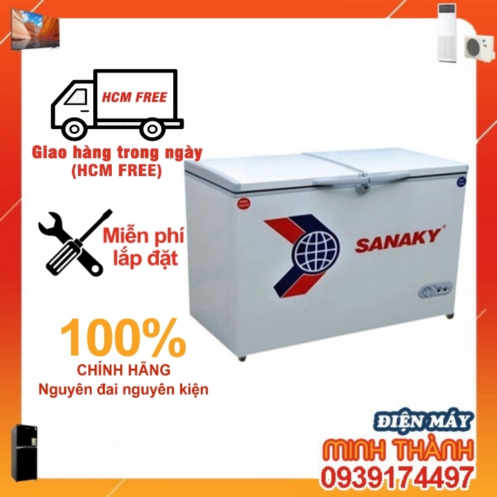 VH-285W2  Tủ Sanaky 280/220 lít    2 cánh  2 ngăn đông mát