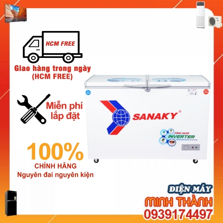 VH-2599W3 Tủ sanaky Inverter 250/195 lít,  2 cánh, 2 ngăn đông mát