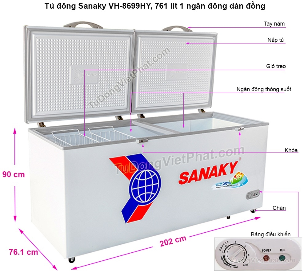 VH-8699HY Tủ đông Sanaky 860 LÍT/761 LÍT Giá tại kho