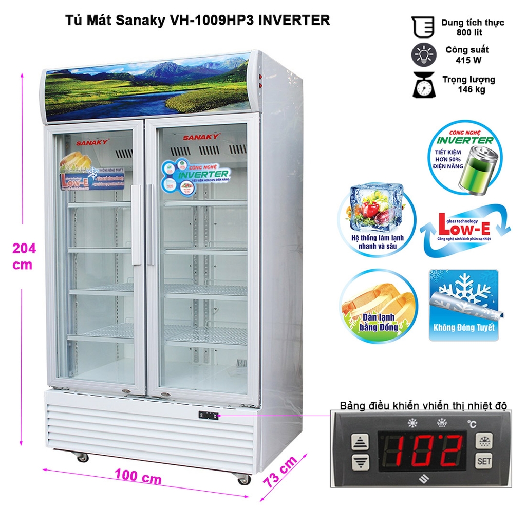 VH-1009HP3 Tủ mát Sanaky Inverter 1000 lít Giá tại kho