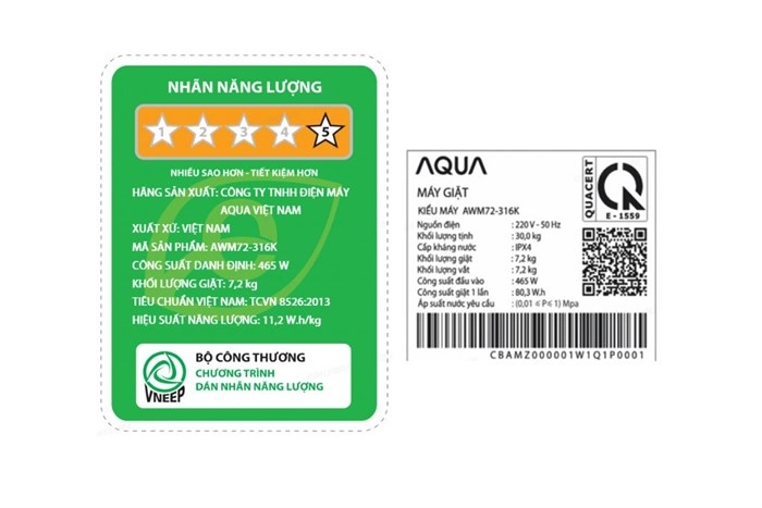 Máy giặt Aqua 7.2 kg AWM72-316K(S) Mode 2025