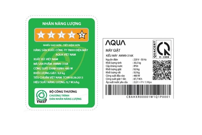 Máy giặt Aqua 9 kg AWM9-316K(B) Mẫu mới