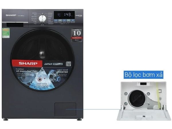 Máy giặt Sharp Inverter 9 kg ES-FM90CB-SB Mẫu mới