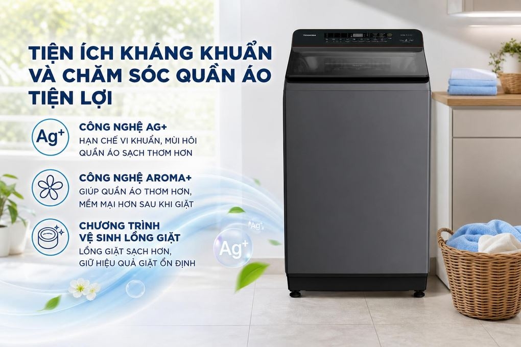 Máy giặt Toshiba Inverter 15 kg AW-T26D1600XV(MG) Mẫu mới