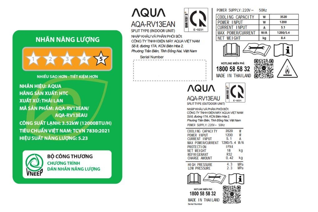 Máy lạnh Aqua Inverter 1.5 HP AQA-RV13EA Mẫu mới 2026