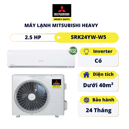 Máy lạnh Mitsubishi Heavy 2.5HP Inverter SRK24YW-W5 2.5 HP