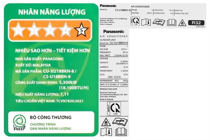Máy lạnh Panasonic Inverter 2 HP CU/CS-U18BKH-8 (Mode cao cấp )