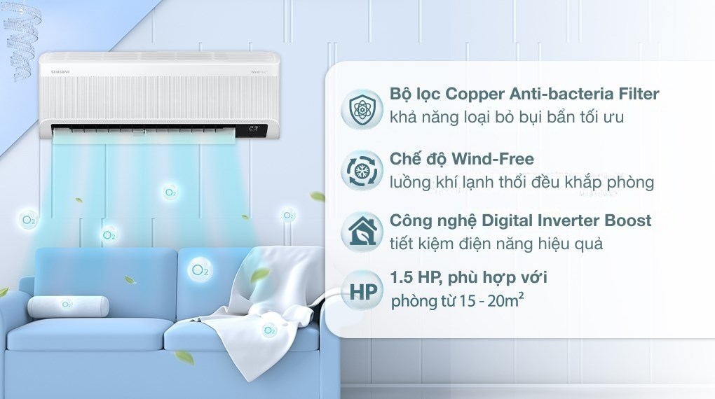 Máy lạnh Samsung Wind-Free Inverter 1.5 HP AR13CYFAAWKNSV