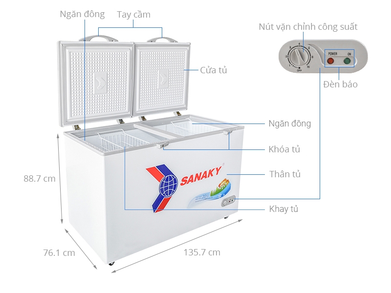VH-5699HY Tủ đông Sanaky 560/410 lít Giá tại kho