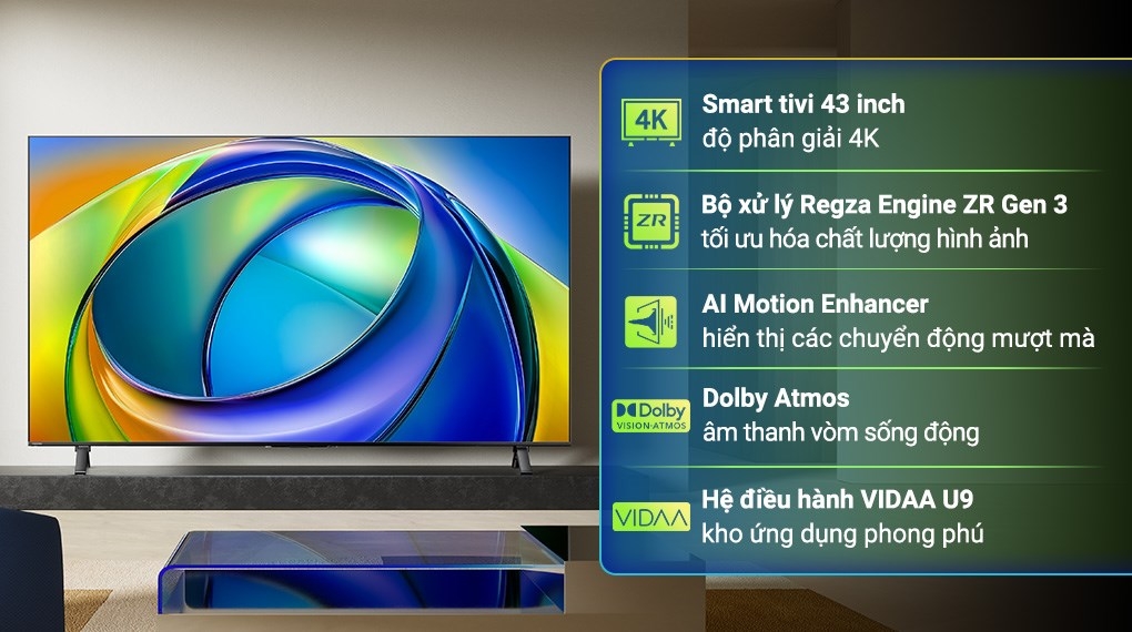 Smart Tivi Toshiba AI 4K 43 inch 43C350RP Mẫu mới
