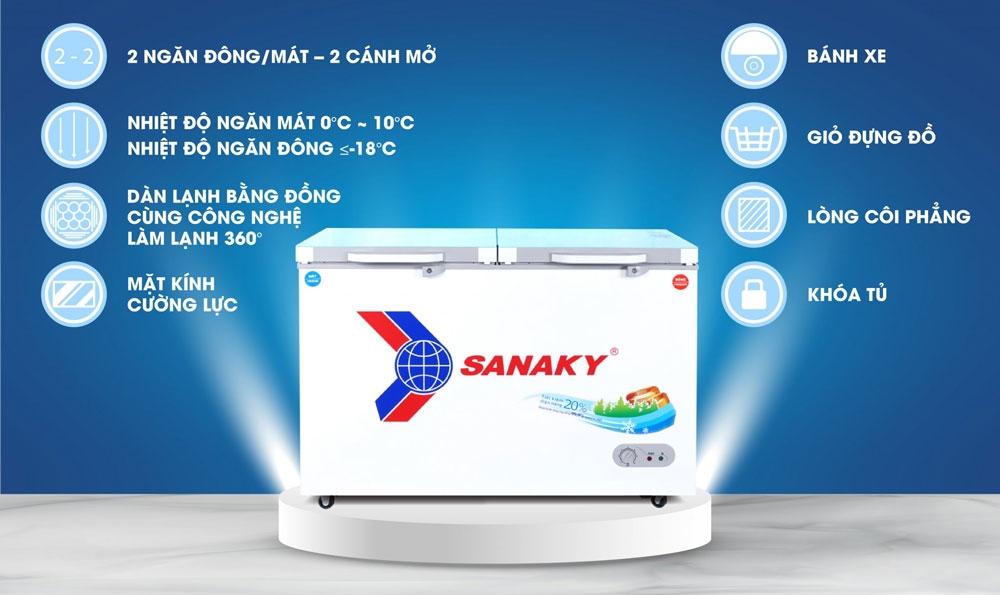 Tủ Đông Mát Sanaky VH-3699W2KD ( mặt kính cường lực )