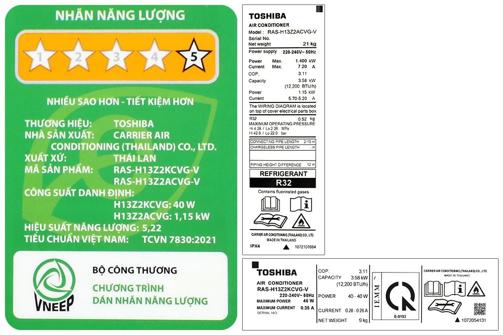 Máy lạnh Toshiba Inverter 1.5 HP RAS-H13Z2KCVG-V